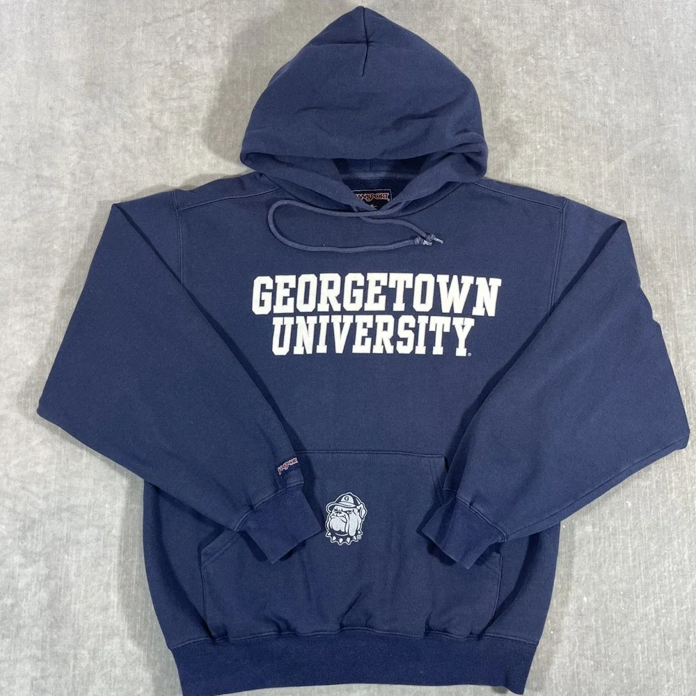 Georgetown University Jansport Mens Small Navy Blue Hoodie Sweatshirt - Picture 1 of 6
